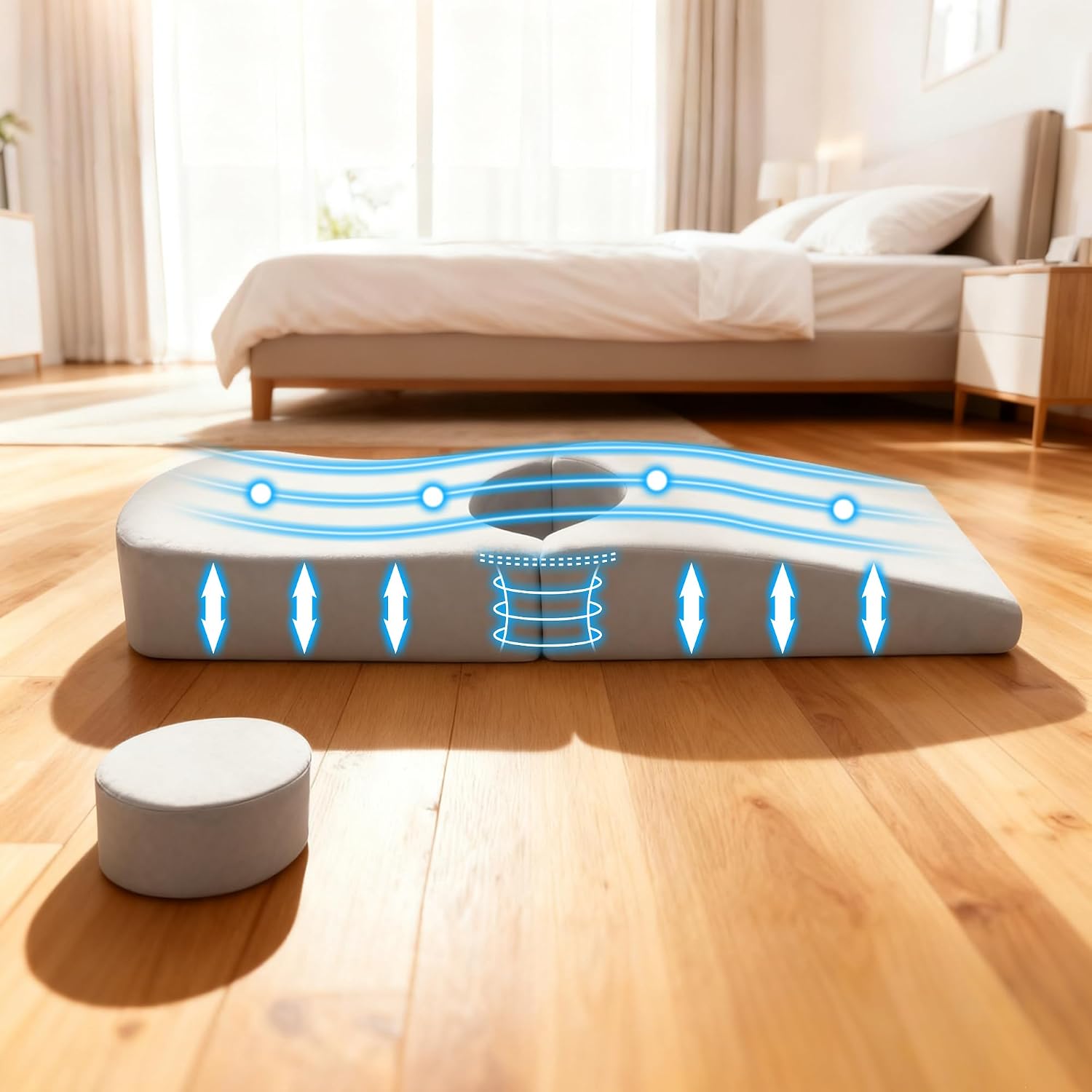 BBL Bed After Surgery for Sleeping, Larger Ergonomic BBL Pillow with Hole, High-Density Support Foam Brazilian Butt Lift Recovery Mattress with Removable Cover (Grey)