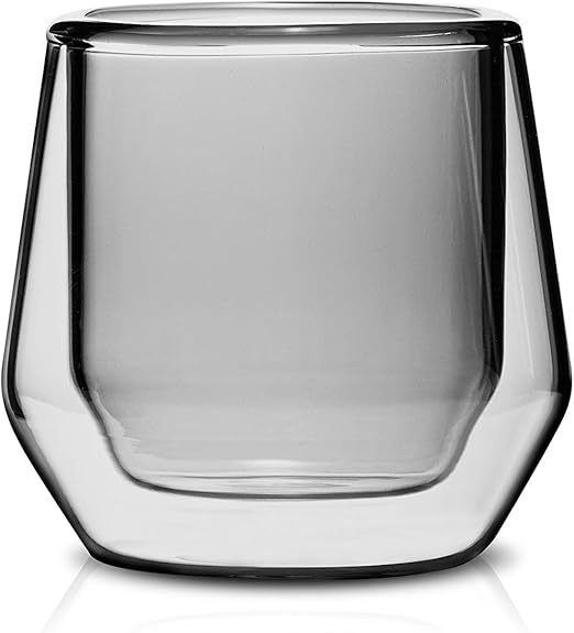 Hearth Double Walled Glass Espresso Cups - 2.5oz Smoked Glass Insulated Shot Glasses for Single Shots - Uniquely Designed in the USA by Espresso Parts Ltd.