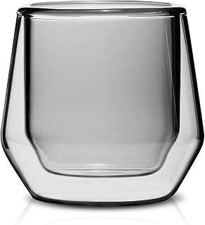 Hearth Double Walled Glass Espresso Cups - 2.5oz Smoked Glass Insulated Shot Glasses for Single Shots - Uniquely Designed in the USA by Espresso Parts Ltd.