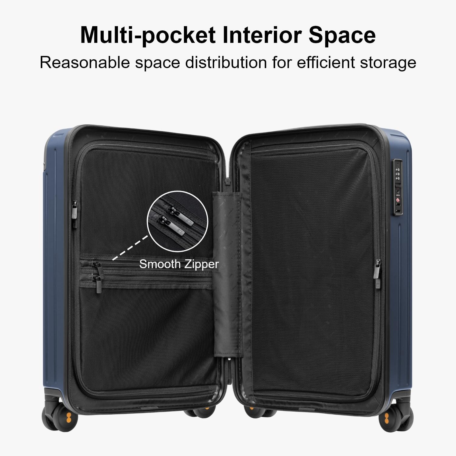 LEVEL8 Carry on Luggage Airline Approved, Hardshell Suitcases with Spinner Wheels, Lightweight PC Luggage, 20 inch, Blue