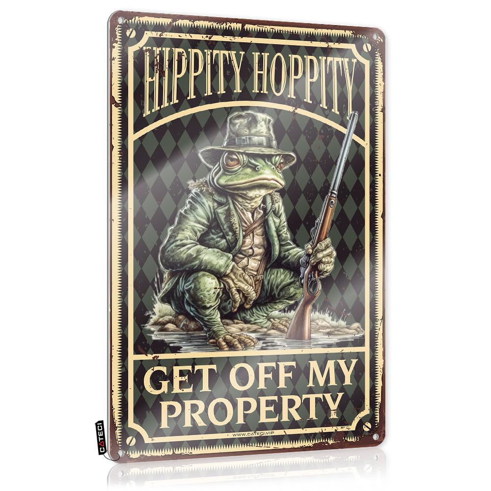 MGHTLCCME Funny Poster Sign Hippity Hoppity Get Of My Property Tin Sign Wall Art Decorvintage Signsdecor For Kitchenmens Decor Bedroom Door Decor Funny House Decor(30X40CM)