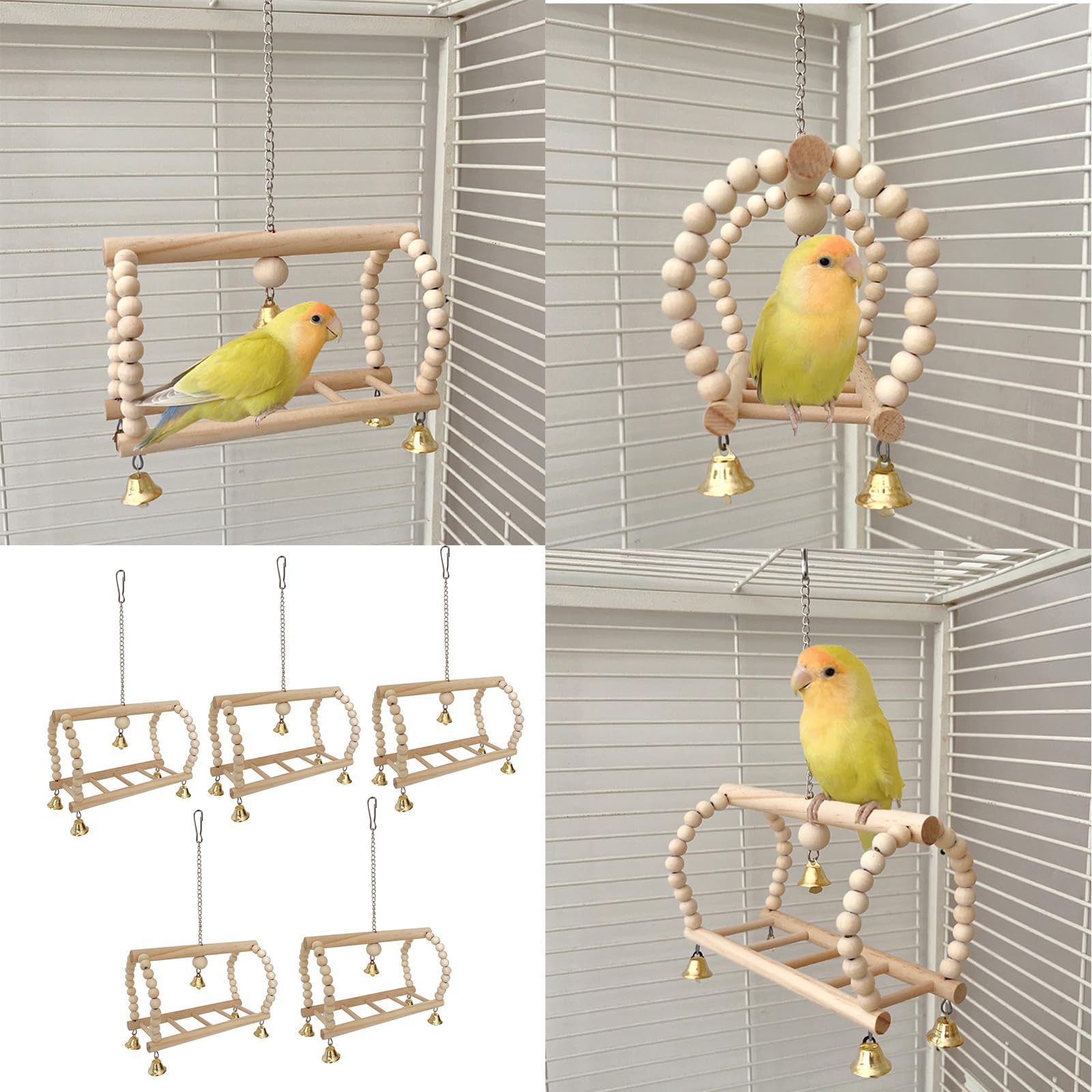 5pcs Parchi Giochi Uccelli Pappagalli Legno Playstand Pappagalli Playstand Pet Bird Centri Attività per Uccelli Accessori Gabbia