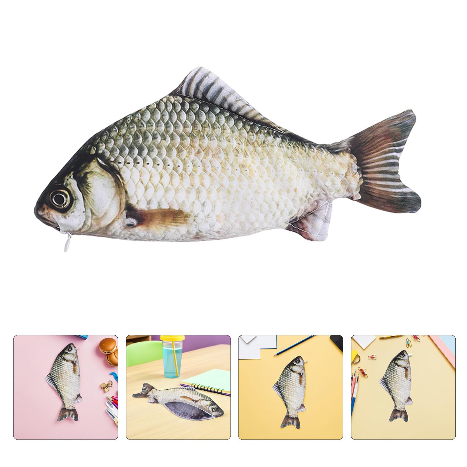 Healeved 15 Pezzi Astuccio Portapenne a Forma di Pesce Realistico in Poliestere Ampio Spazio Interno per Scuola e Regali di Compleanno