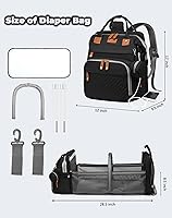 Vista 2 de Bolsas de pañales para bebé con cambiador, mochila impermeable para pañales para mamás y papás con puerto de carga USB, regalos para baby shower