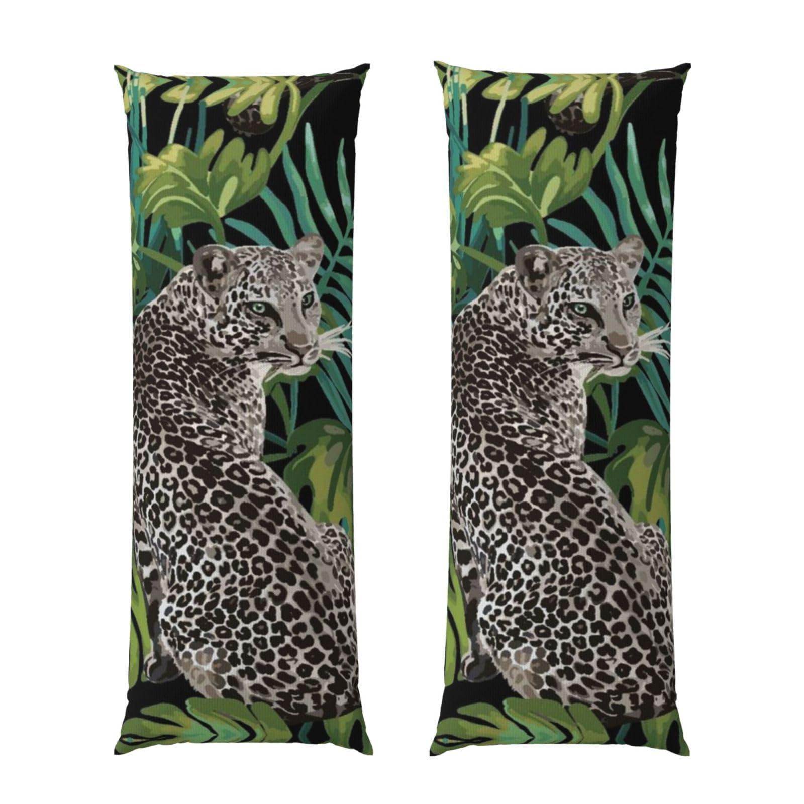 Taie d'oreiller longue motif léopard palmier 50x152 coussin de lit décoratif de corps