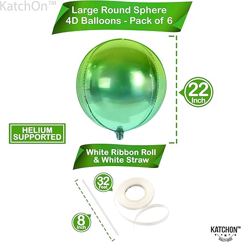 Miniatura 2 de KatchOn, Globos grandes de Mylar verde degradado, 22 pulgadas, paquete de 6, globos verdes metálicos extra grandes para decoraciones de fiestas