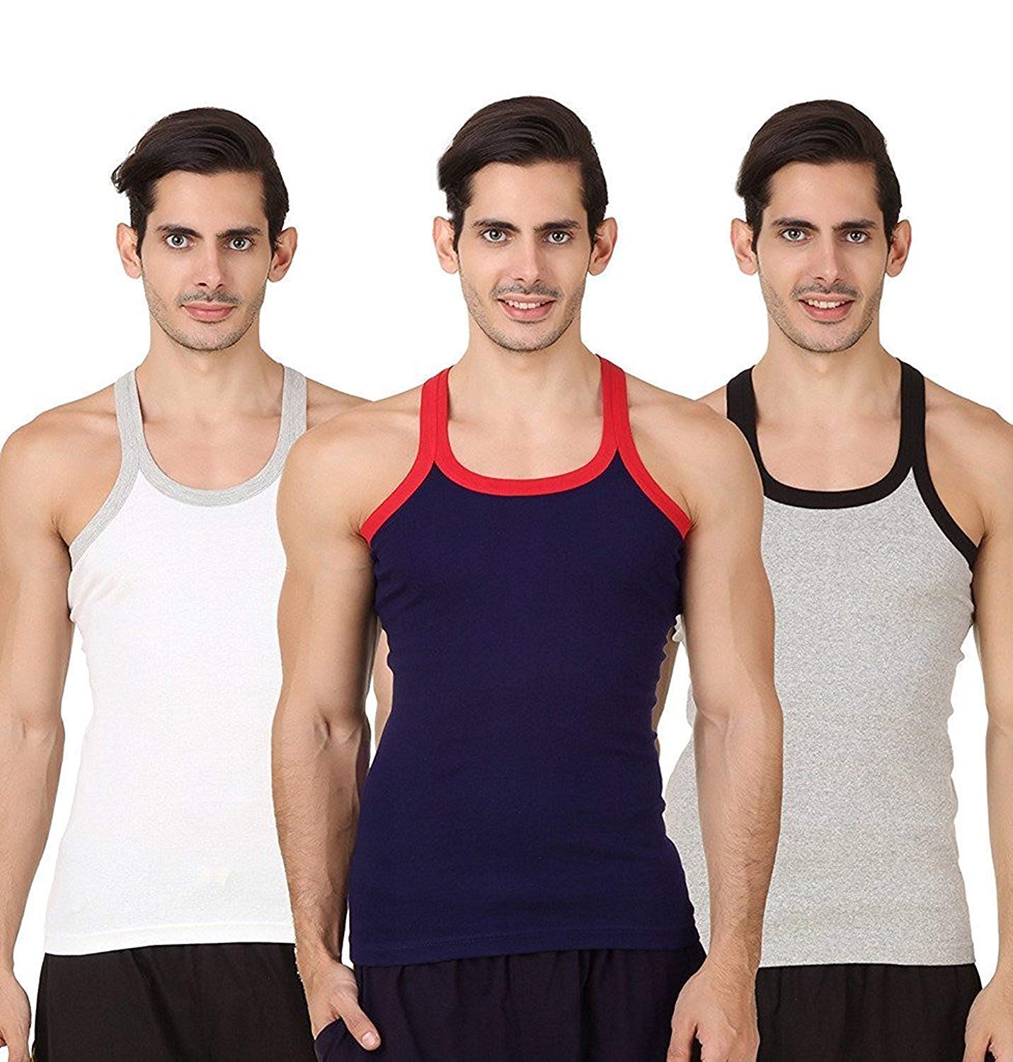 neoteric Men's Cotton Vest (Pack of 3) Colors May Vary Medium Multicolour-picture-33