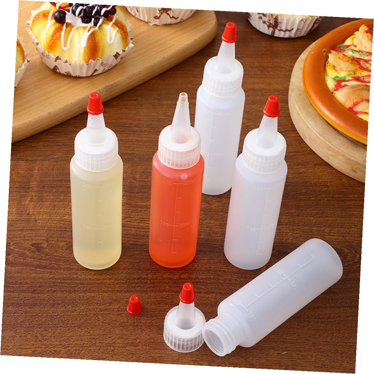 15pcs 2oz Condiment Squeeze Bottles, Mini Ketchup Dispensing Bottles with Leak-resistant Caps for Household Salad Dressing, Oil, and Sauce Dispensing in Kitchen and Dining image 4