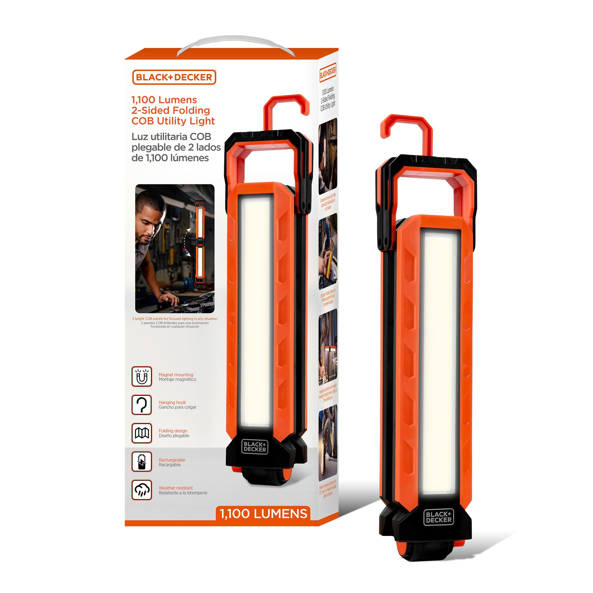 Deck Lights BLACK+DECKER Utility Light, 1000LM USB Rechargeable, Magnetic  3-Sided Magnetic Work Light, image size:2000x2000