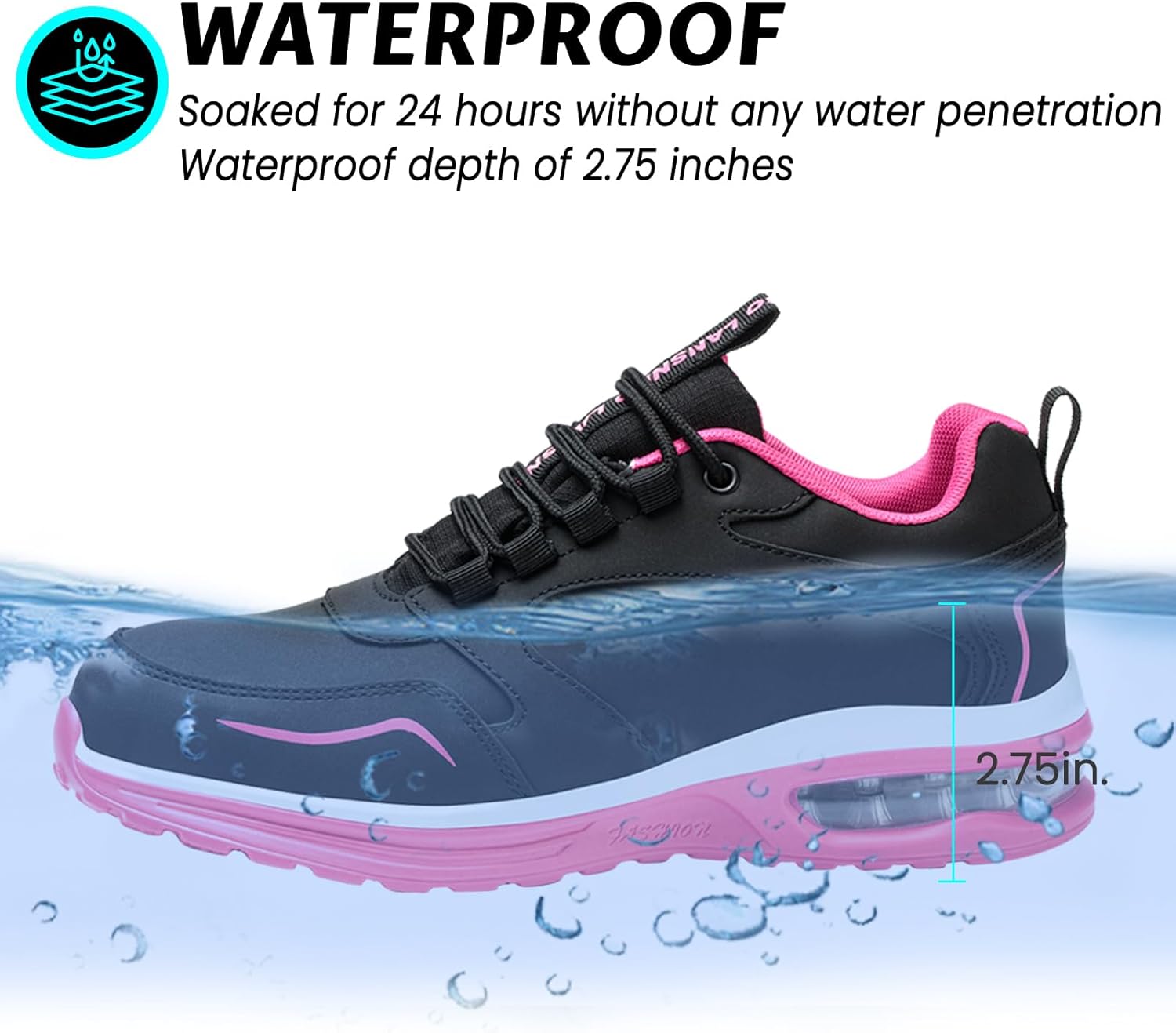 Waterproof Steel Toe Shoes for Women Non Slip Puncture Proof Safety Work Sneakers Comfortable Lightweight Fashion Footwear for Industrial Construction and Food Service - Image 3