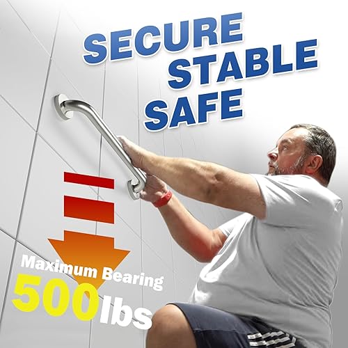 Miniatura 3 de Barras de agarre para bañeras, duchas, barras de agarre para ducha ADA de 16 pulgadas, 500 libras, para personas mayores, manijas de ducha para