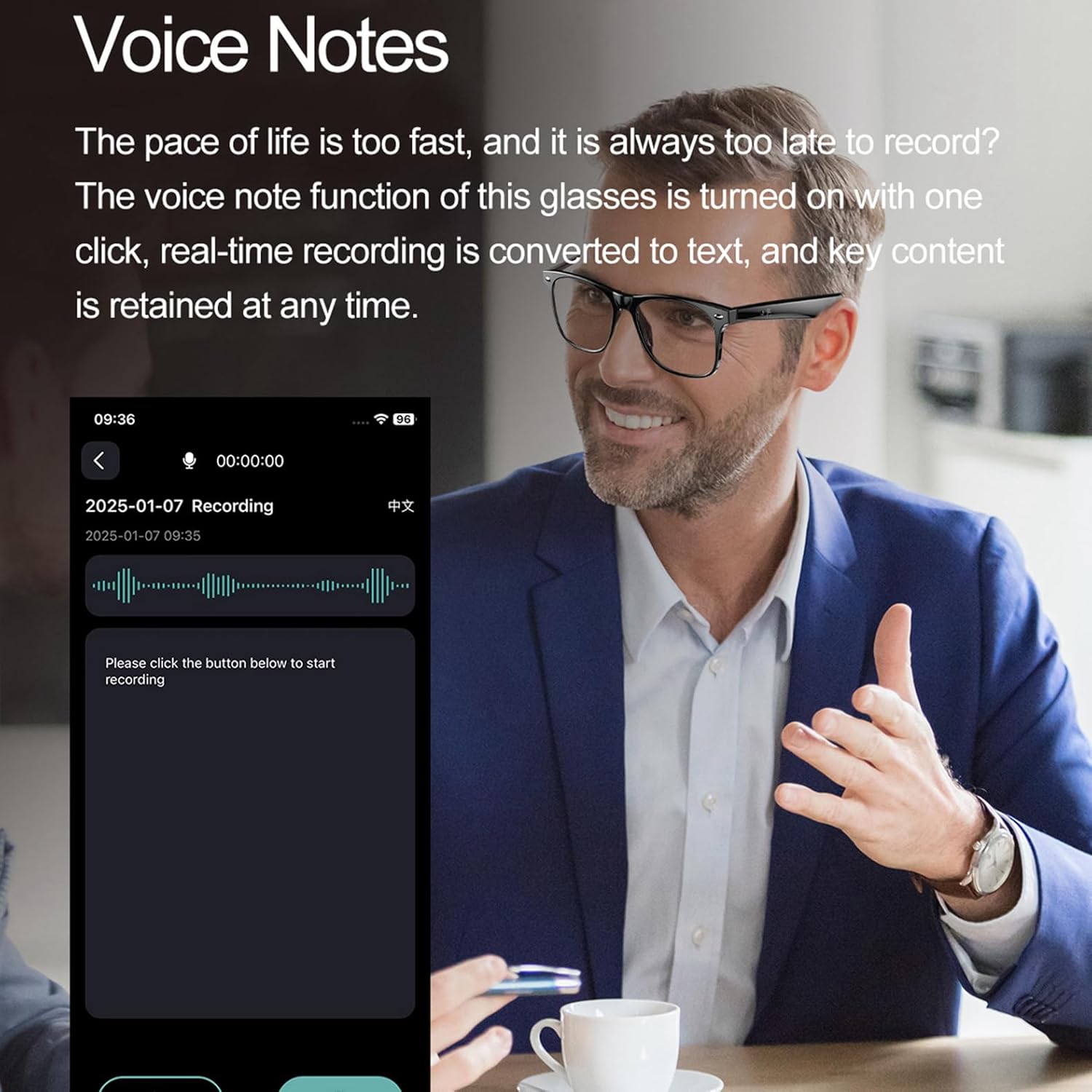 AI Translation Glasses,Smart Glasses for Men & Women with ChatGPT,164-Language & AI Real-time Translation , 7 Day Ultra-Long Standby,UV400 Blue-Light Blocker,Waterproof,Voice-Assistant AI Glasses