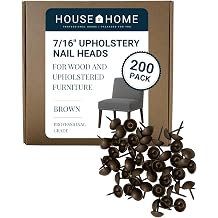 House2Home Upholstery Tacks for Furniture, 7/16" Upholstery Nail Heads for Furniture Trim, Decorative Nails for Wood and Upholstered Furniture, 200 Brown Decorative Nail Heads, Nailhead Trim Kit