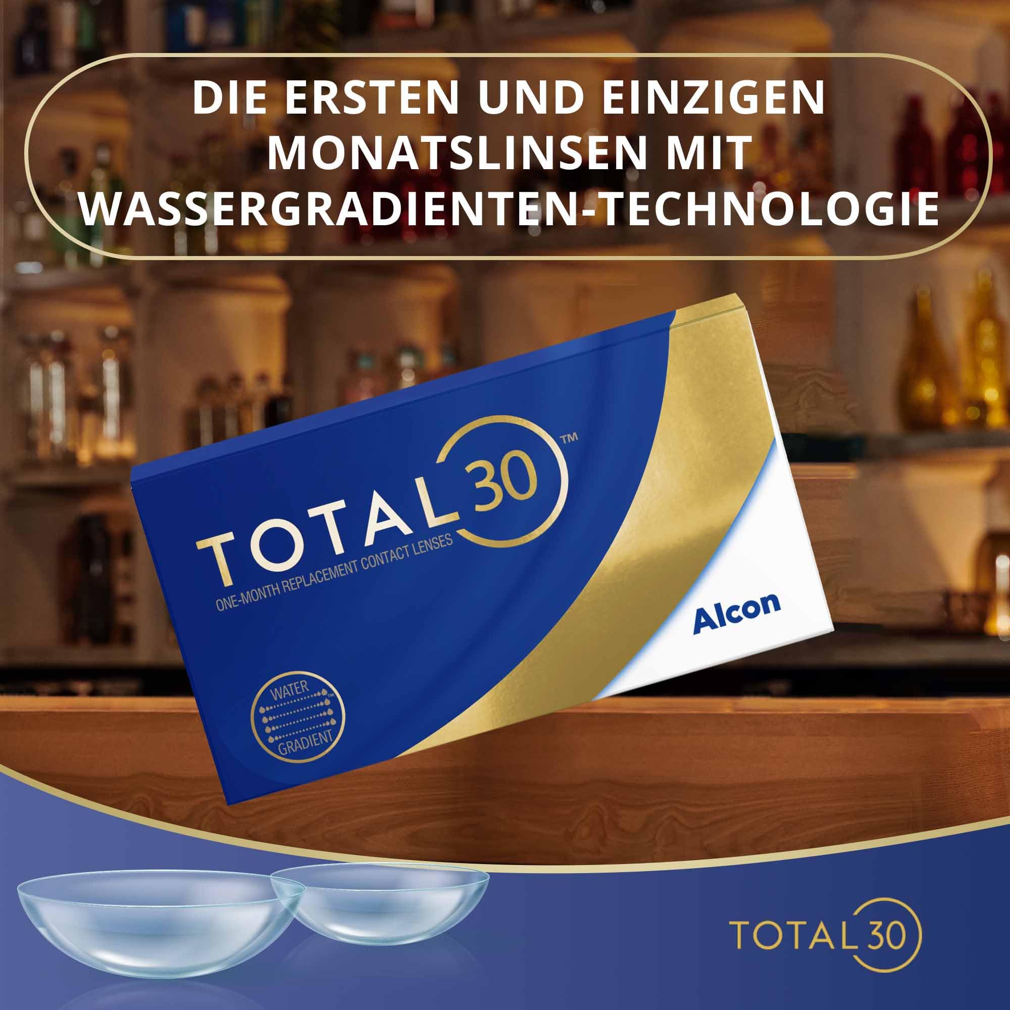 TOTAL30 Monatslinsen weich | 6 Stück | BC 8.4 mm | DIA 14.2 mm | -02.00 Dioptrien | Weiche Monatslinsen, so komfortabel wie ein Hauch von Nichts, auch noch an Tag 30. Mit BC 8.4 mm und DIA 14.2 mm