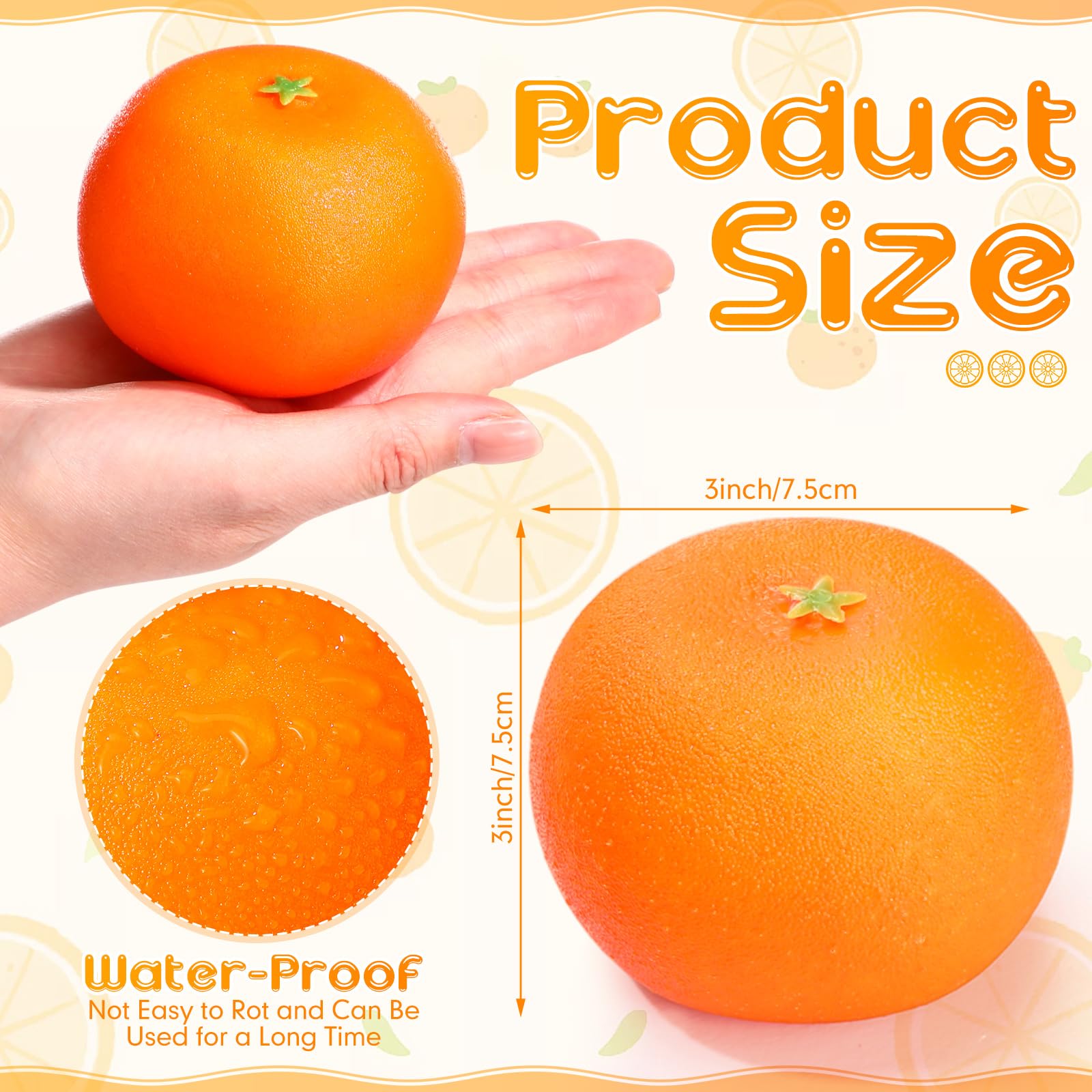 WinnerWhy Künstliche Orangen, künstliche Orangen, künstliche Früchte zur Dekoration, 7,6 cm, lebensechte Mini-Früchte für Schalen, Dekoration, Tischdekoration, Zuhause, Küche, Party-Dekoration,