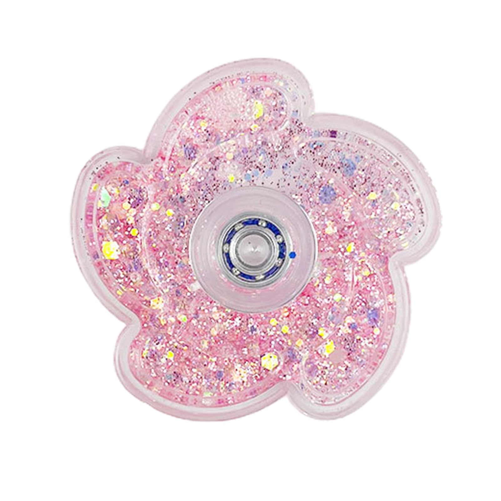 Boredom Eliminator Spinner Kids Fidget Flower Toy Glitter Quicksand Filled Stress Relief Finger Flexibility Training Spinning Top Fingertip Gyro for Pink