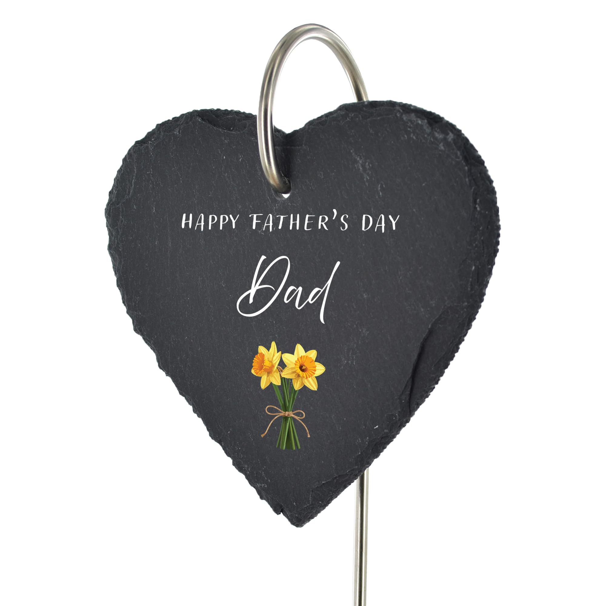 For Heaven Slates Grey Dad — Daffodil Welsh Memorial Plaque — Happy Father’s Day — Outdoor Grave Marker — Slate Heart — Father’s Day Loss Of Dad