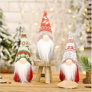 YAGE 3 Pcs Christmas Gnomes Plush Santa, Handmade Christmas Gonk Dwarf Elf Figurines Toy Xmas Ornaments Tabletop Decoration for Holiday Festival Supplies Plush Doll Gift