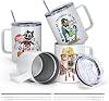 AGH 4 Pack Sublimation Mugs Blanks, 12 oz Stainless Steel Sublimation Coffee Tumbler with Handle and Sliding Lid, Sublimation Tumblers Blanks, Double Walled Vacuum Insulation for Coffee