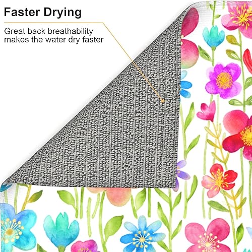 Miniatura 5 de Tapete de secado de platos floral, tapetes reversibles de microfibra absorbente para encimera de cocina, 16 x 18 pulgadas