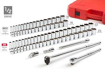 TEKTON 1/4, 3/8, 1/2 Inch Drive 6-Point Socket Ratchet Set | SKT95304