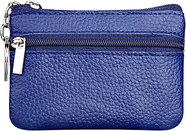 Mini Coin Purse Holder - Leather Purse Zipper Wallet Cash Pouch Tray Purses Small Money Pouch with Key Ring for Teens Women Men