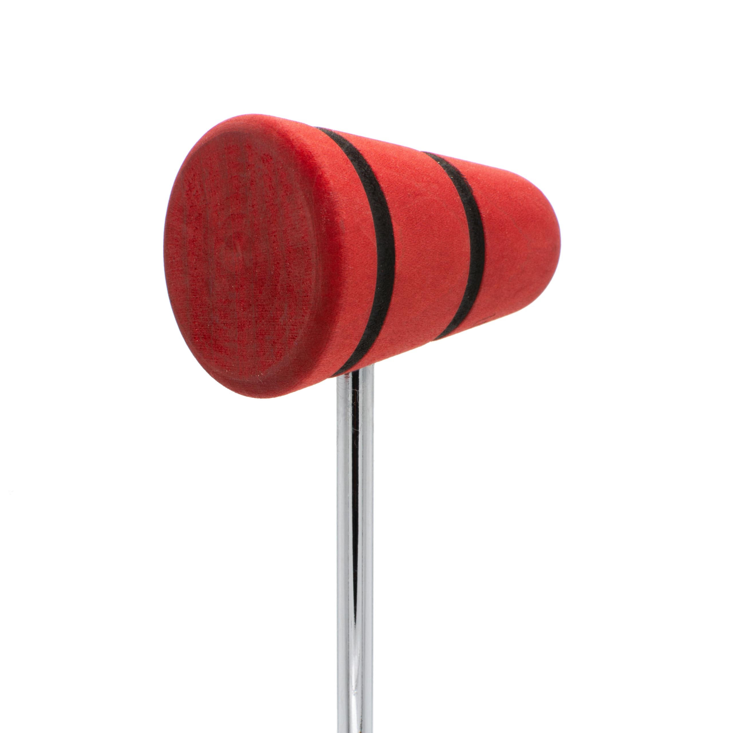 Low Boy Wood Bass Drum Beater – Vielseitiger mittelschwerer Bassdrum-Schlägel mit robuster Holzoberfläche und Stahlstangen in Luftfahrtqualität (Rot mit Schwarz, 1 Stück)