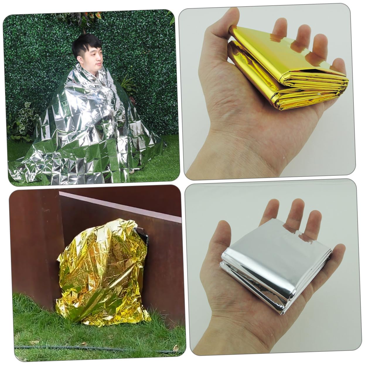 BCOATH Foil Emergency Blankets 3 Pack 210 * 140cm Aluminum Foil Reflective Waterproof Windproof for