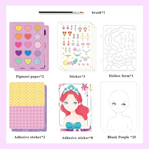 Miniatura 2 de Libro de dibujo de maquillaje 4 en 1 para niñas, lindas plantillas, calcomanías, álbumes de recortes, pintura, libro de actividades artísticas para