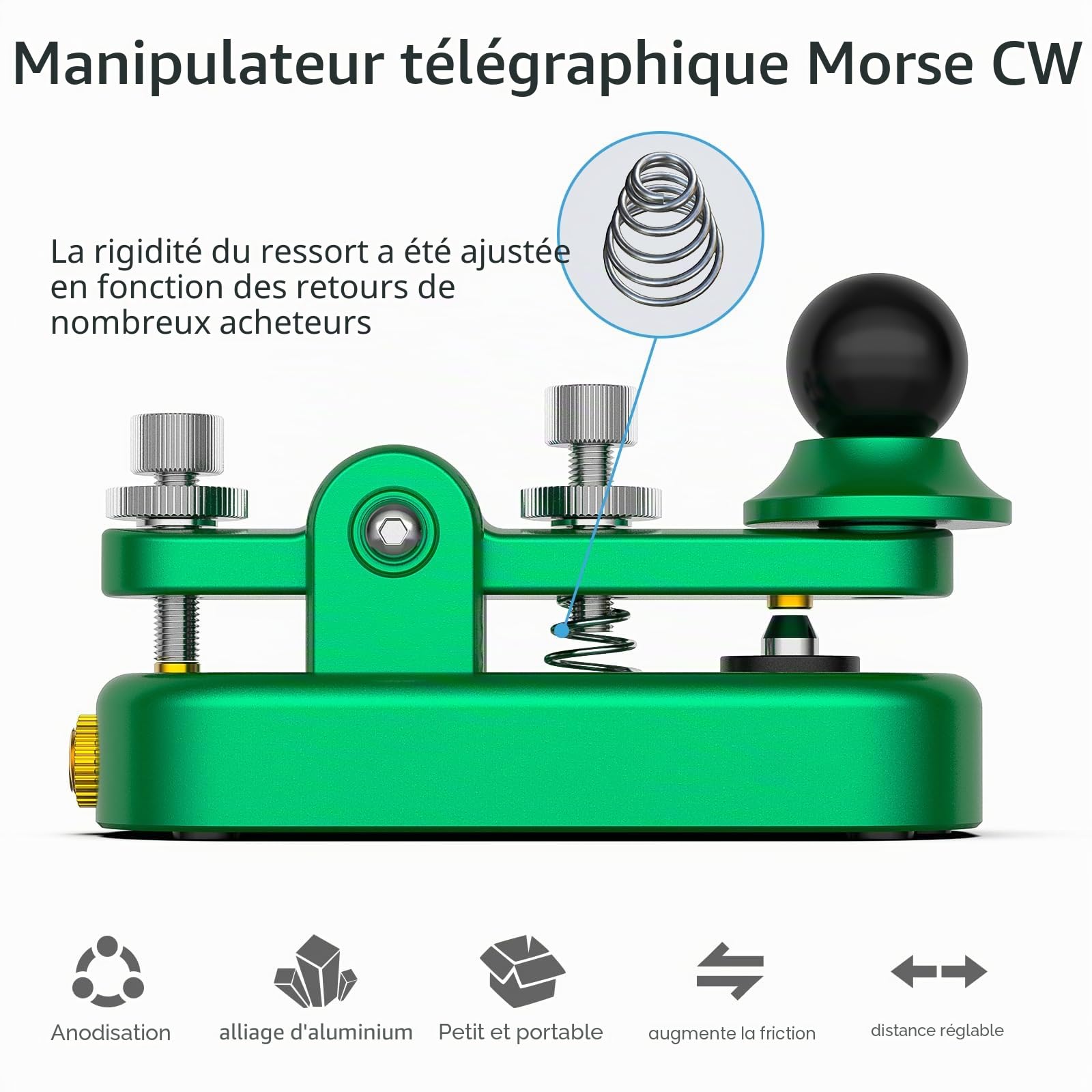 Putikeeg CW Clé Morse,clé télégraphique CW Keyers,télégraphe clé,clé Morse,clé de Code Morse Droite,Transmetteur de Code Morse,manipulateur Morse