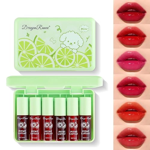 Miniatura 1 de Tinte de labios coreano de 6 colores, tinte de labios acuoso, mini lápiz labial líquido, tinte de labios y mejillas multiusos, copa antiadherente,