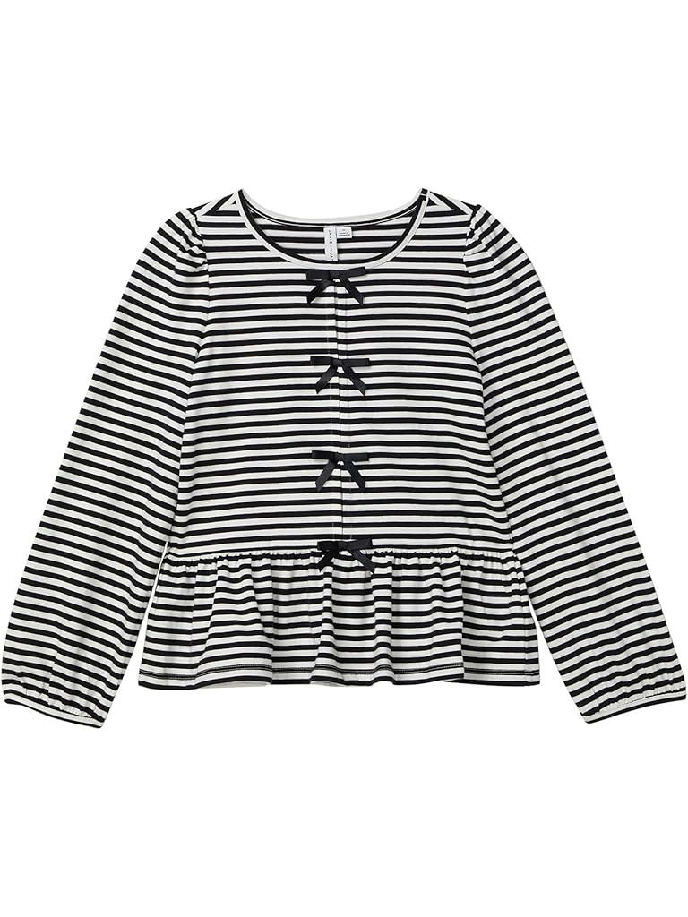 Black Janie and Jack Stripe Bow Top (Toddler/Little Kid/Big Kid)