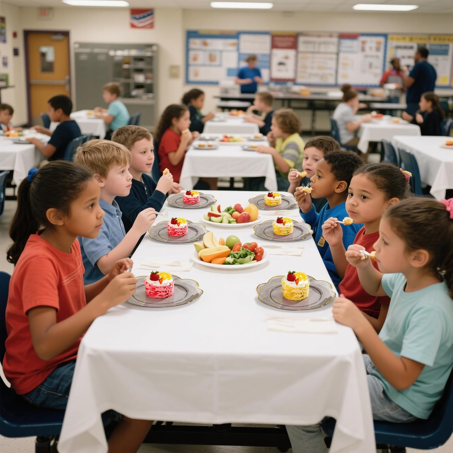 LIYH 120 Pcs 7.5 Inch Black and Clear Gold Plastic Disposable Dessert Plates - Small Cake Plates with Gold Rim Round Flower Salad Plate for Tea Party Birthday - Image 7