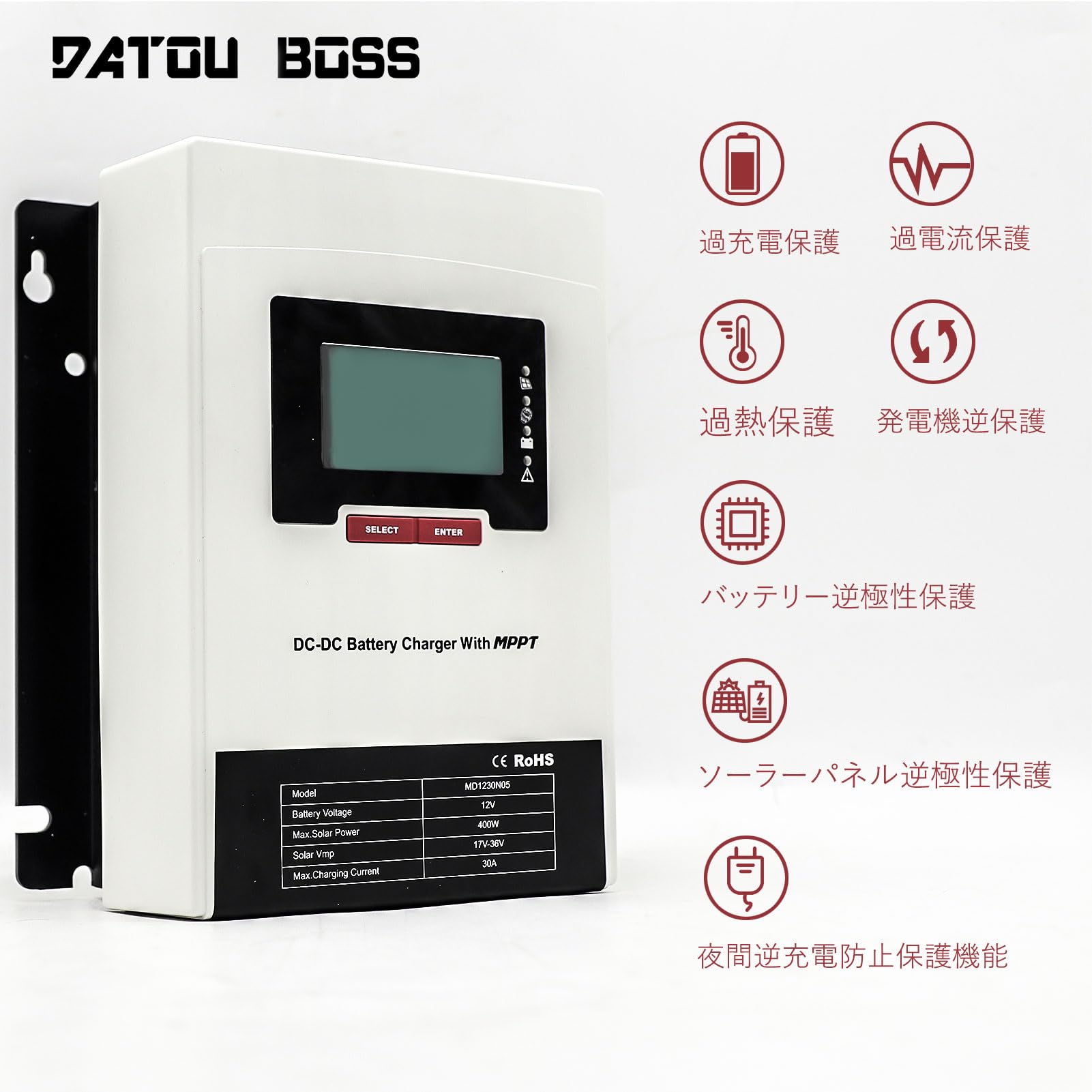 Amazon.co.jp: 30A MPPTソーラー充電コントローラー 12V/24V DC自動