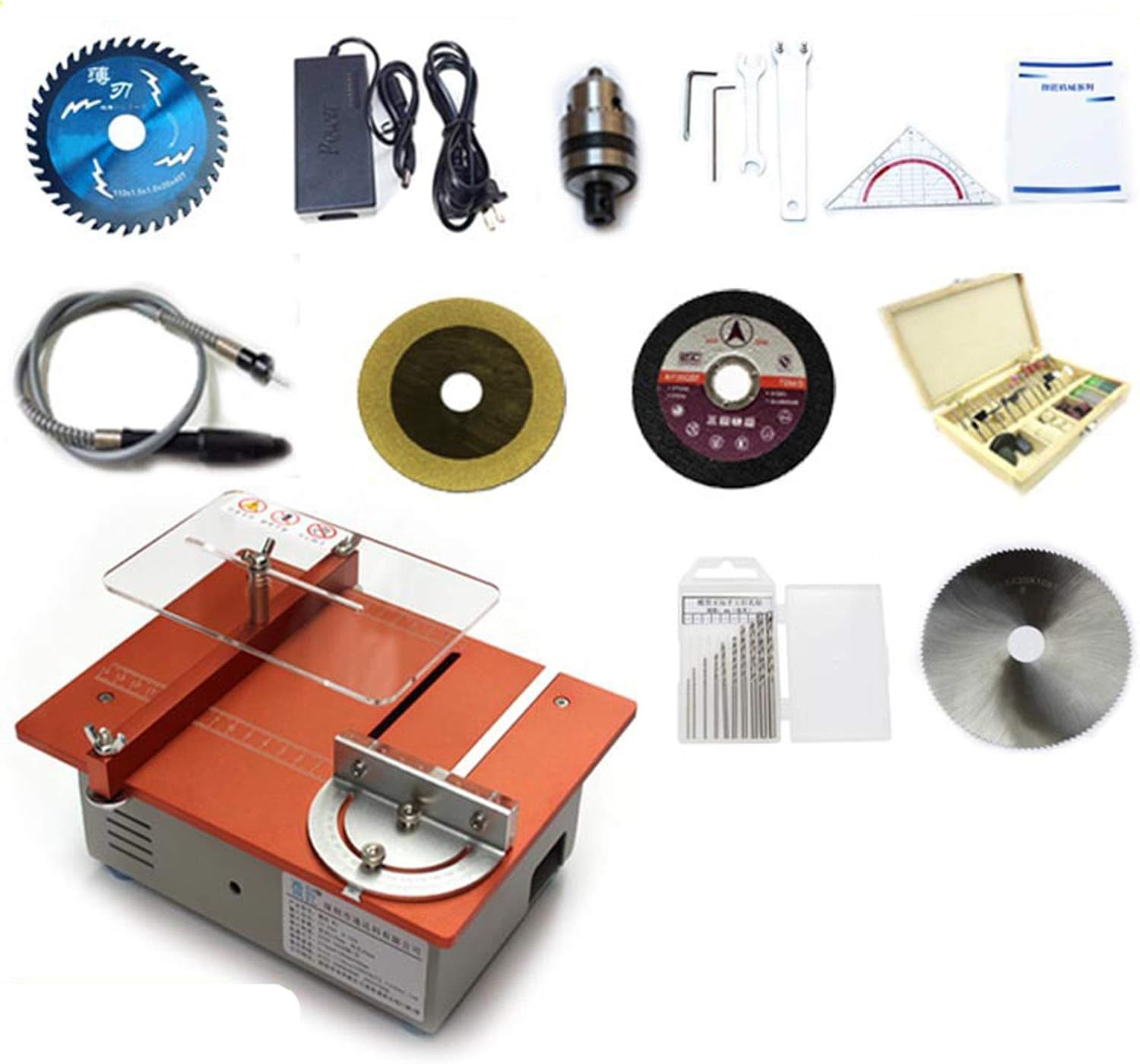 Mini Table Saw, with Miter Gauge, Liftable saw blade, 795 Dual Motors, 7-Level Speed Adjustable, Woodworking Lathe Polishing Machine, for DIY Handmade Wooden Model Crafts