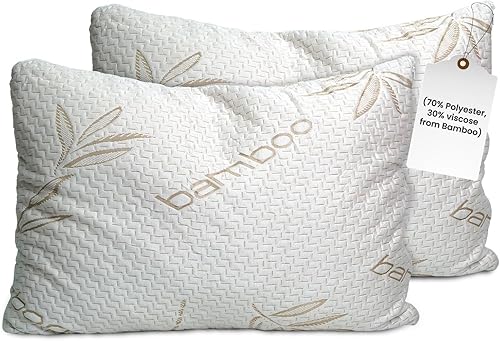 Sleepsia Almohadas de cama - Almohada de espuma viscoelástica ajustable triturada con funda de almohada lavable - Ajustable (paquete de 2) (King)
