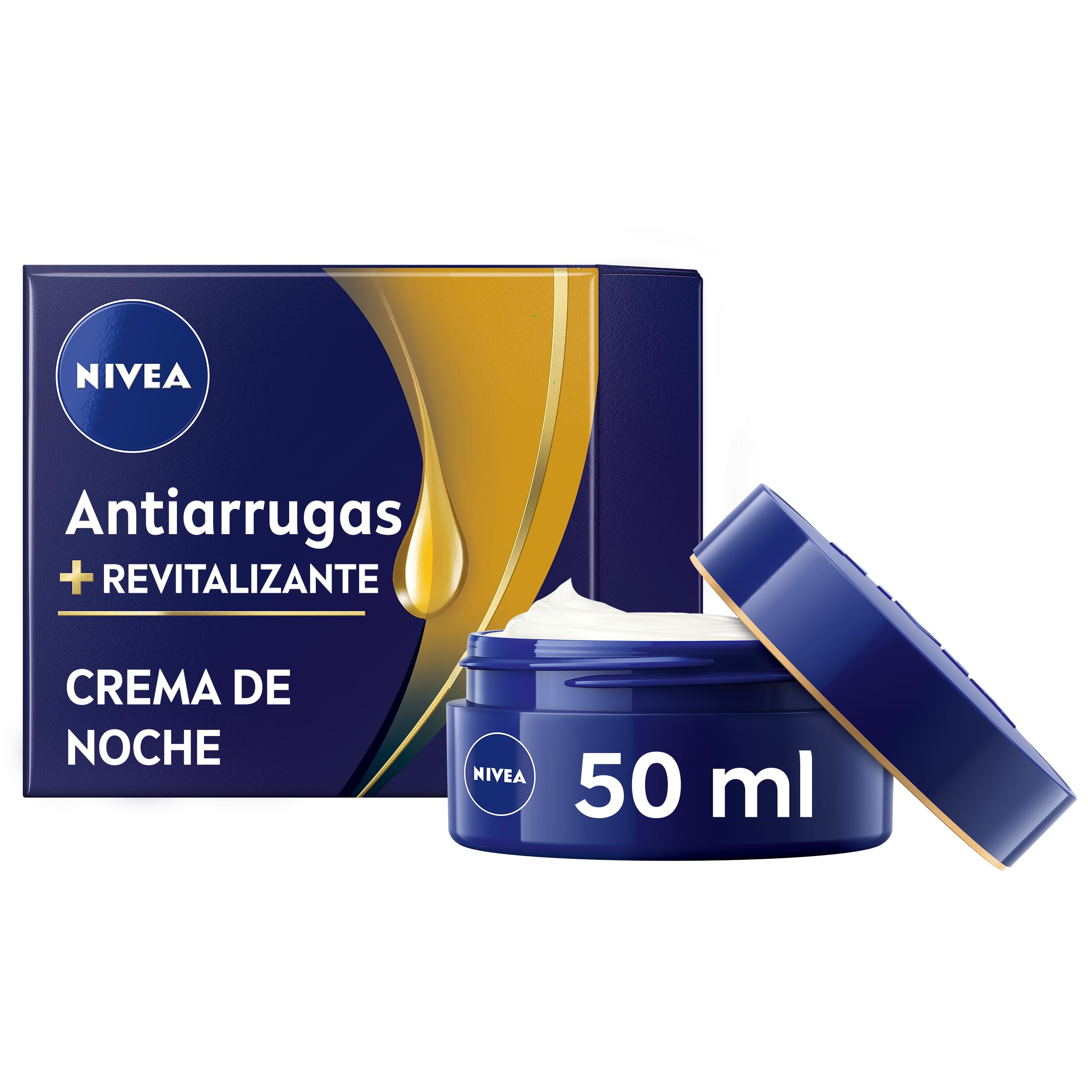 NIVEA Crema de noche antiarrugas revitalizante 55+, crema hidratante facial para mujer con aceite de aguacate, crema antiarrugas para mujer formulada para pieles maduras