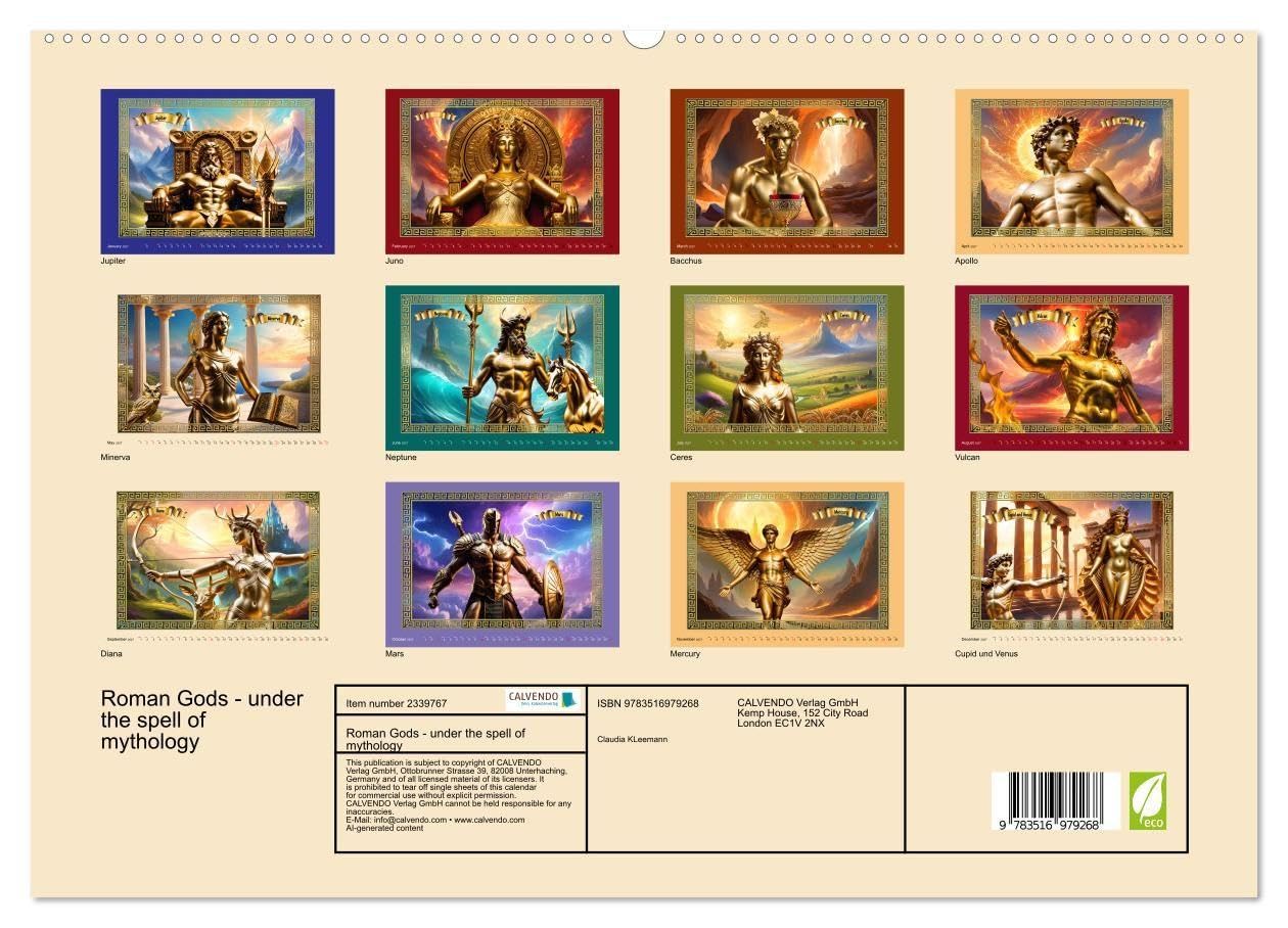 Roman Gods - under the spell of mythology (High Quality Premium Wall Calendar 2027 DIN A2 landscape),CALVENDO 12 Month Wall Calendar: Under the spell of mythology