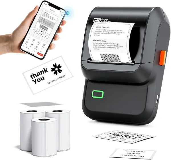 Label Maker with 3 Tapes, M100 Barcode Label Printer, Versatile App with 2000 Icons and 300 Templates, Address Label Printer for Small Business, Office, Home, School, Black