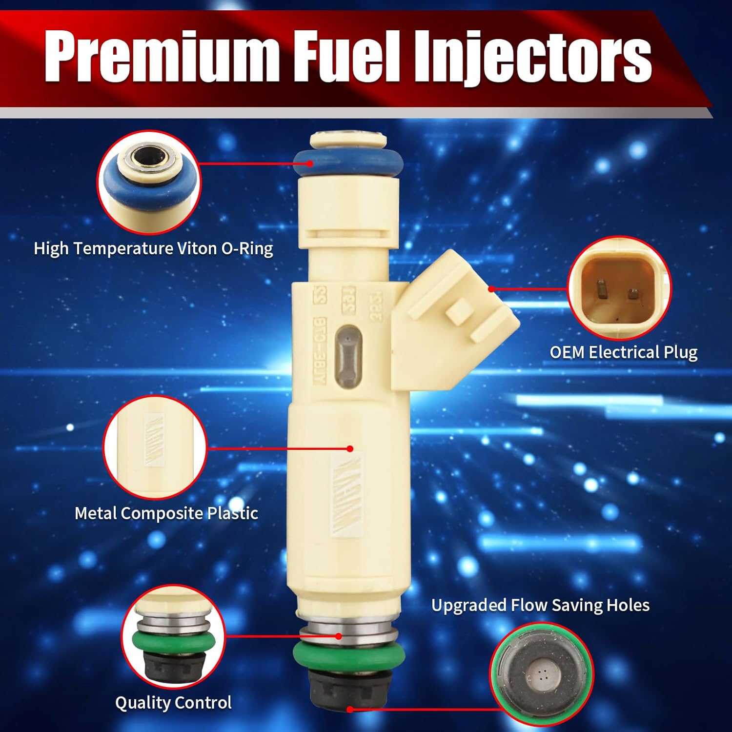 Set of 6 Fuel Injectors YL8Z9F593CC FJ321 Replacement Compatible with Ford Taurus 2001 Escape 2001-2004 Mercury Sable 2001 3.0L V6 - Replaces CM5059 800-1324N