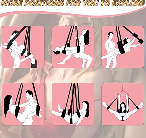 Miniatura 2 de Columpio sexual giratorio de 3ª generación de lujo de 180°, forro esponjoso ultrasuave, soporte de triángulo de acero, capacidad de 600 libras,