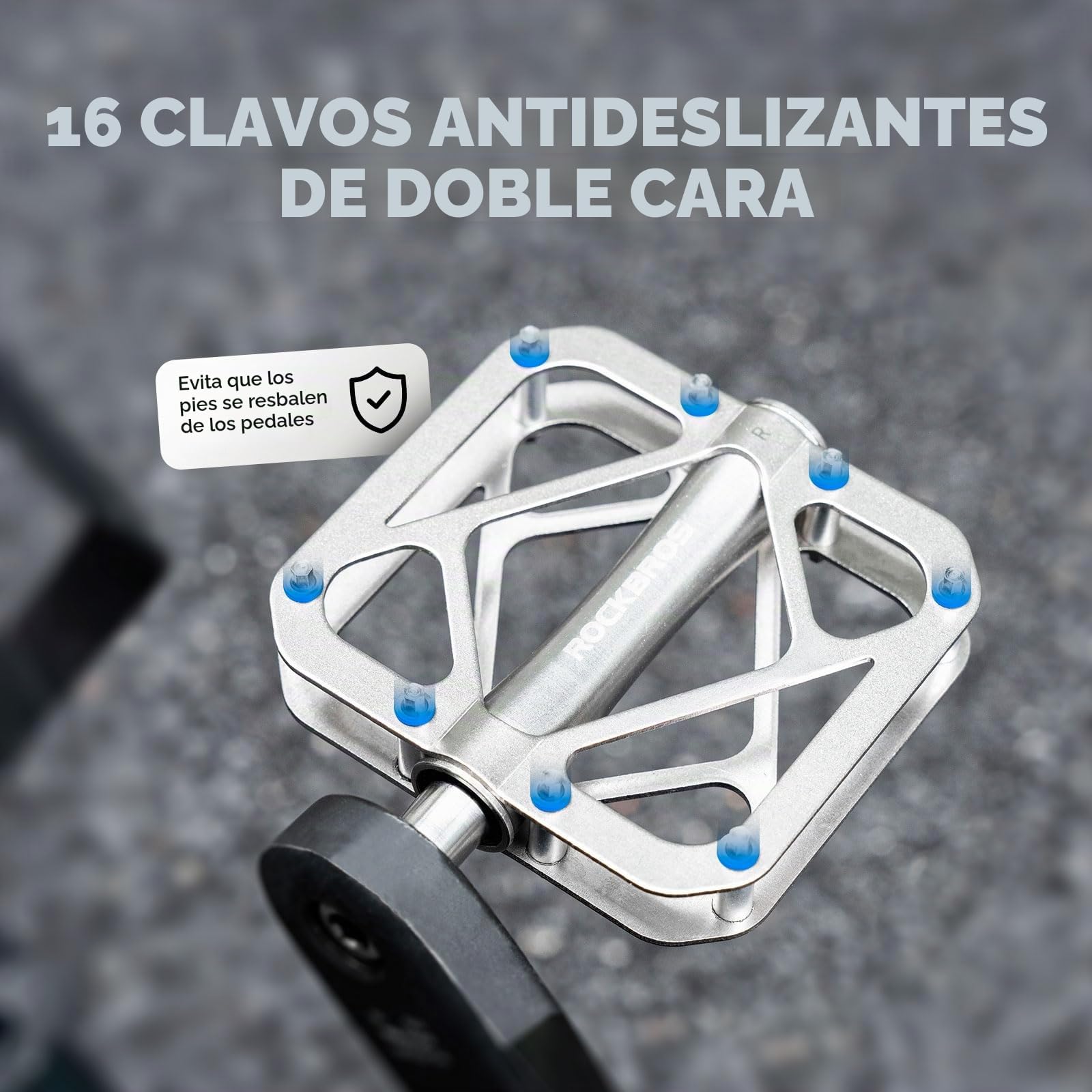 ROCKBROS Pedales Bicicleta Ultraligero, Pedales MTB de Aleación de Titanio Plataforma Grande 9/16” para Bicicleta de Montaña y Carretera BMX