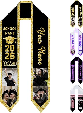 Custom Graduation Stole Gifts with Name - Personalized Class of 2026 Stoles for Grads Graduation Party