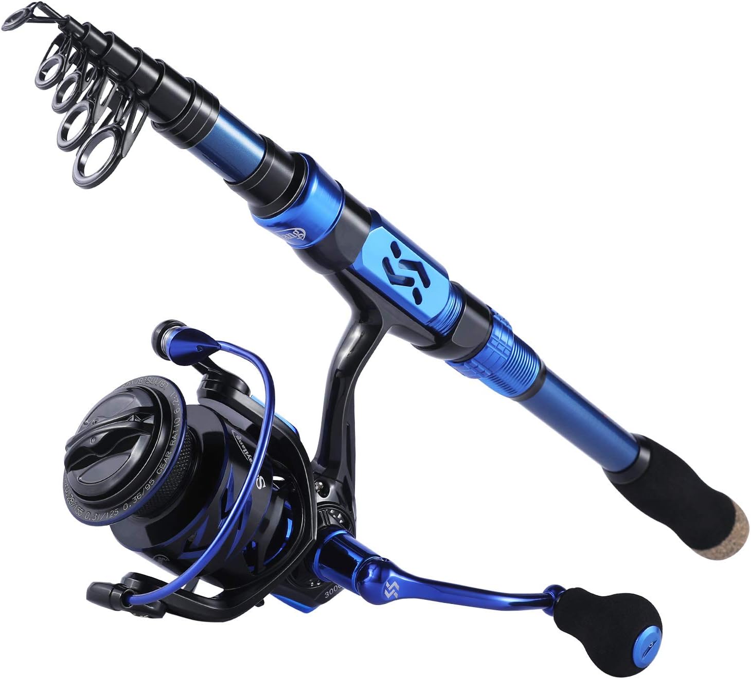 Sougayilang Spinning Fishing Rod Reel Combos,Portable Telescopic Fishing Pole,12+1 Ultra Smooth Spinning reels for Travel Saltwater Freshwater Fishing(Blue โ1.8m/5.9ft-2000)