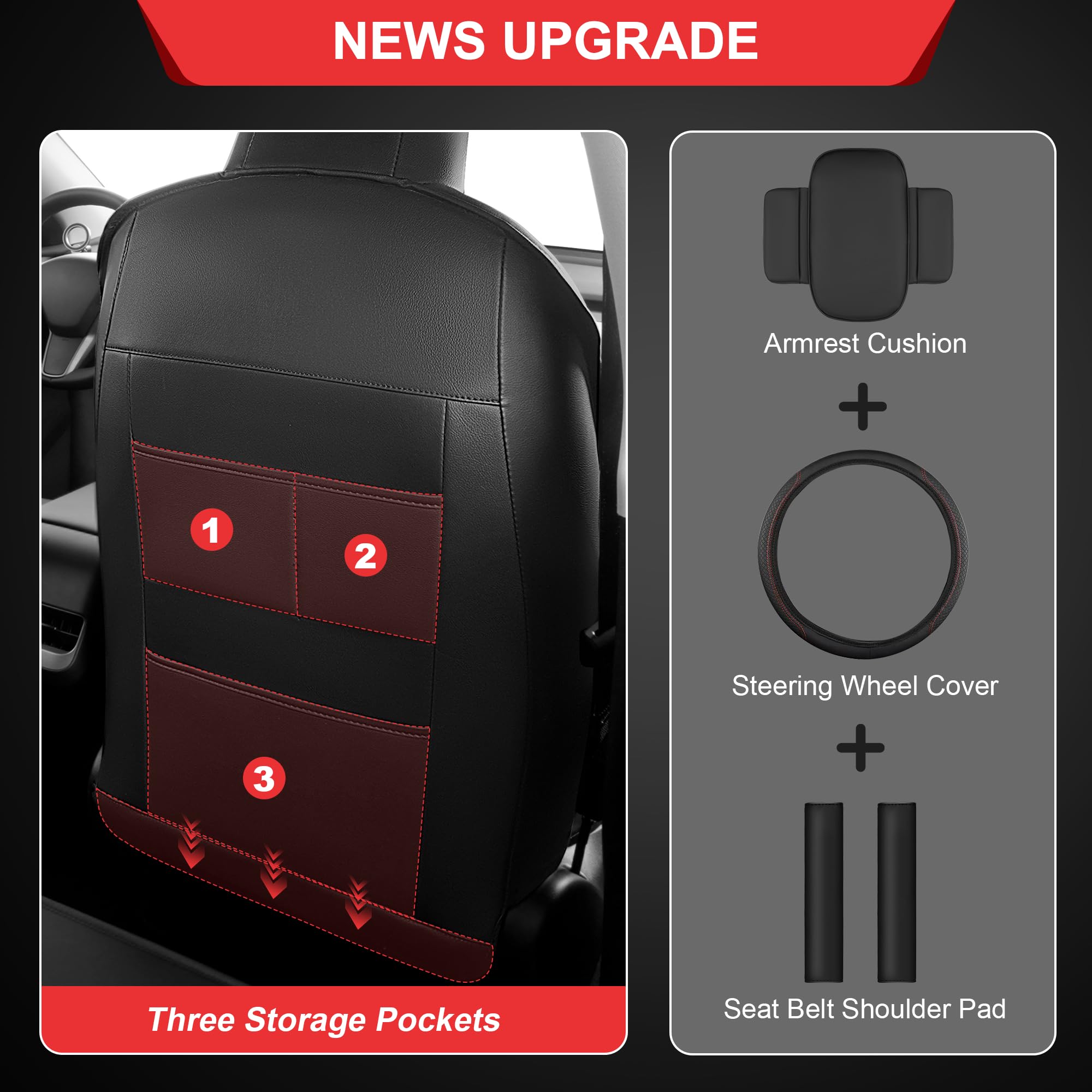 TTX LIGHTING Housses de siège avant sur mesure pour Tesla Model Y 2020-2026