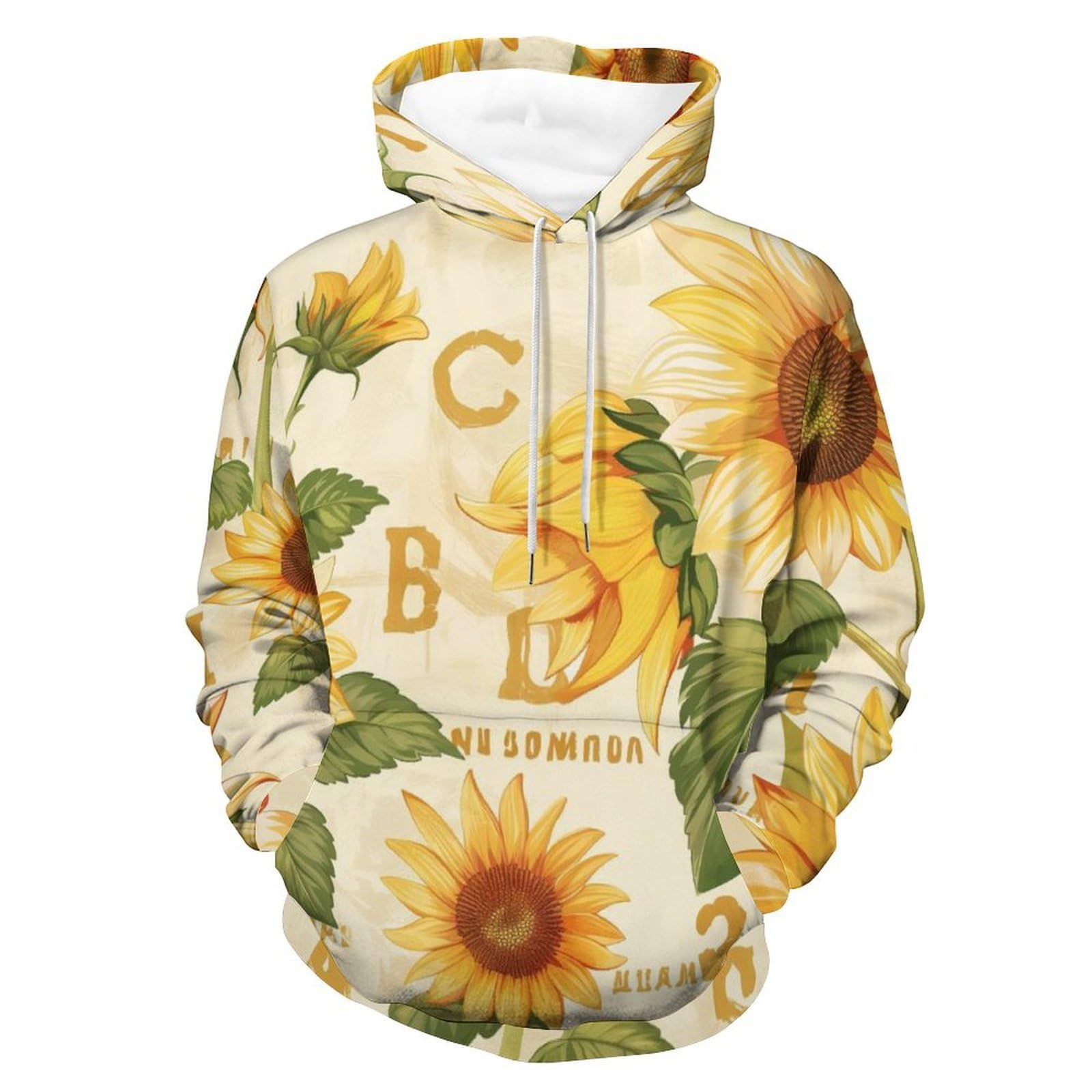 Sweat à Capuche Tournesol Alphabétique Hoodie Pullover Mixte - 8