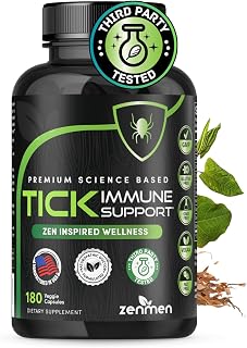 Zenmen Daily Tick Guard Immune Support Supplement - Improved Formula - Japanese Knotweed, Cat's Claw, Chinese Skullcap, Cryptolepis Sanguinolenta, Sweet Wormwood - 180 Vegan Capsules, Made in The USA