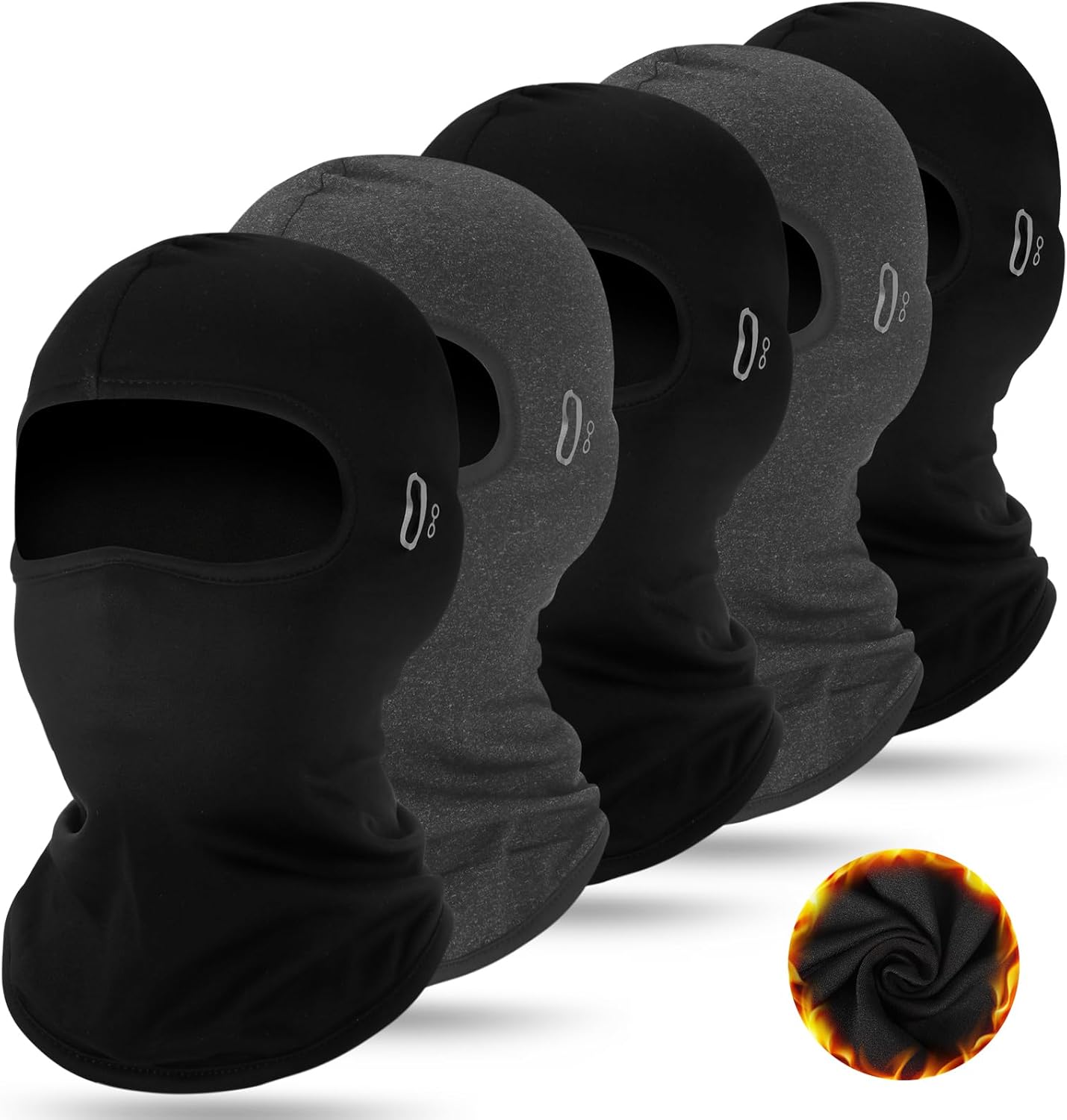 Suhine 5 Pcs Winter Balaclava Ski Mask Windproof Thermal Full Face Mask Cold Weather Balaclava with Reflective Stripe