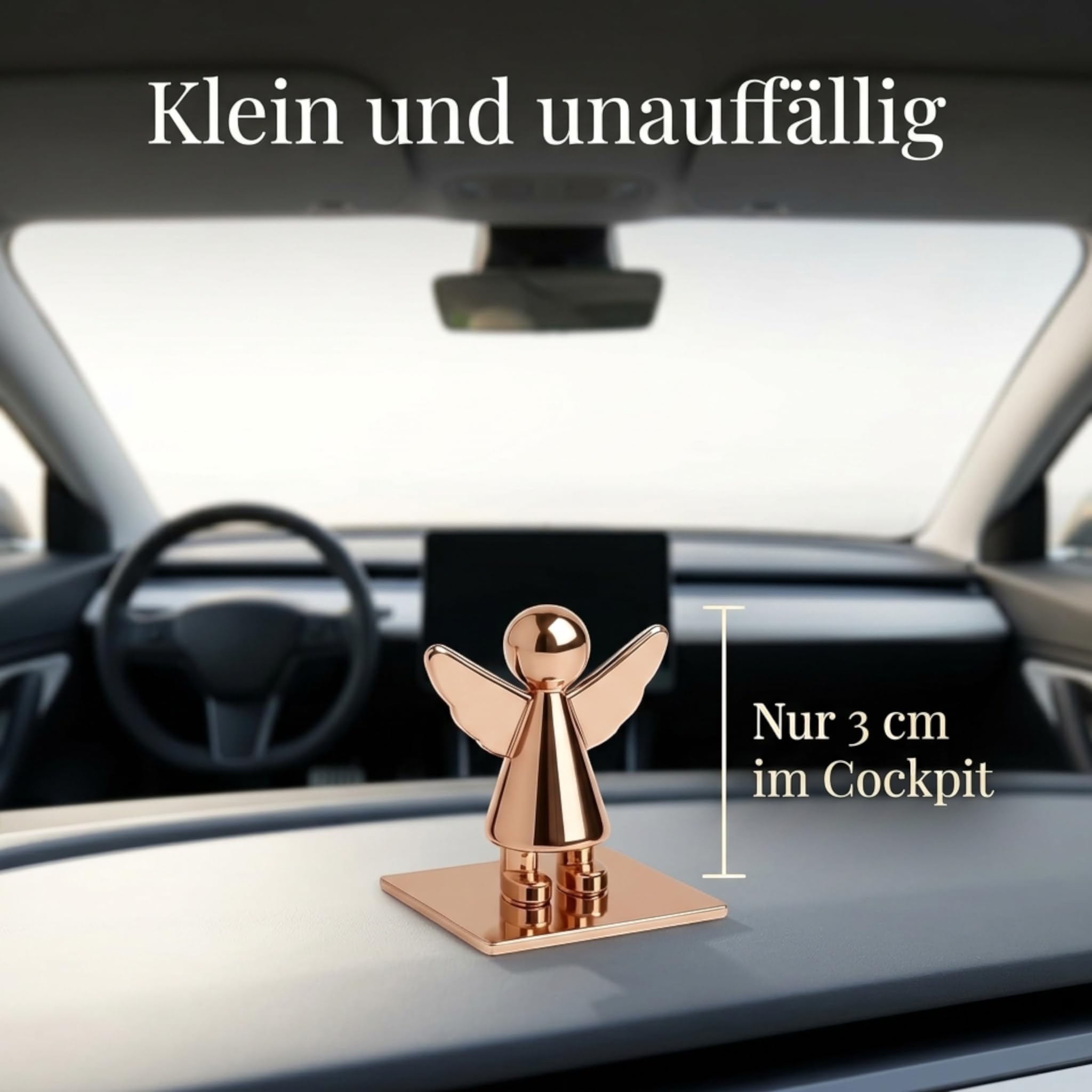 MIJOMA Magnetyczny uchwyt na karteczki z aniołem stróżem: Twój towarzysz do kokpitu samochodowego, idealny na notatki, bilety parkingowe, 3 cm (różowe złoto)