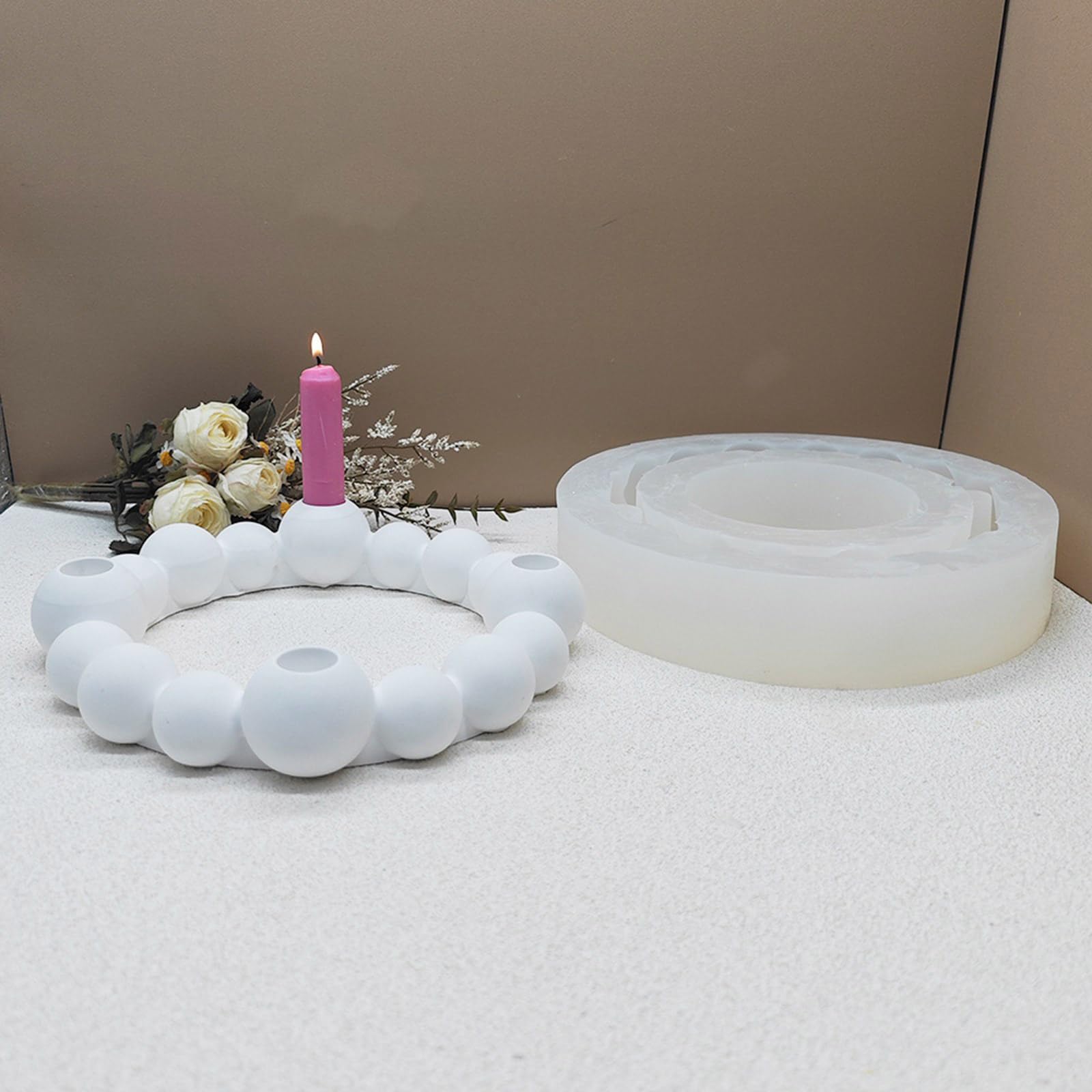 Stampi rotondi per portacandele a forma di sfera, stampi per base di candele, ornamento decorativo in silicone, accessori per la produzione a mano per candele